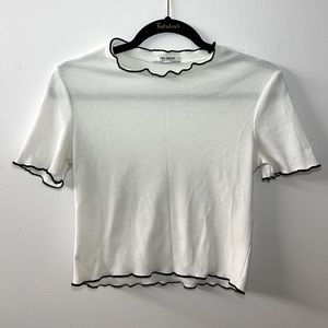ZARA White Top with black ruffles